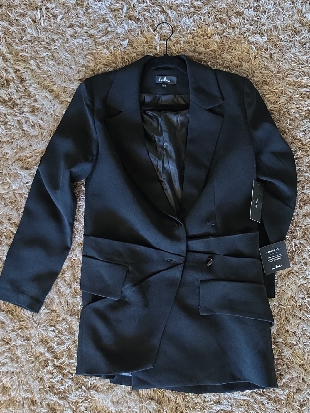 Lulus Black Blazer with Satin Trim